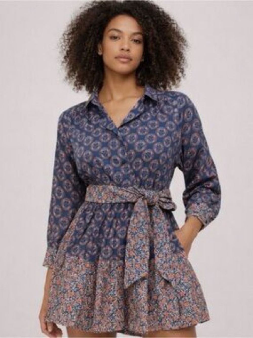 Roller Rabbit 100% Cotton Shirt Dress with Tie Waist